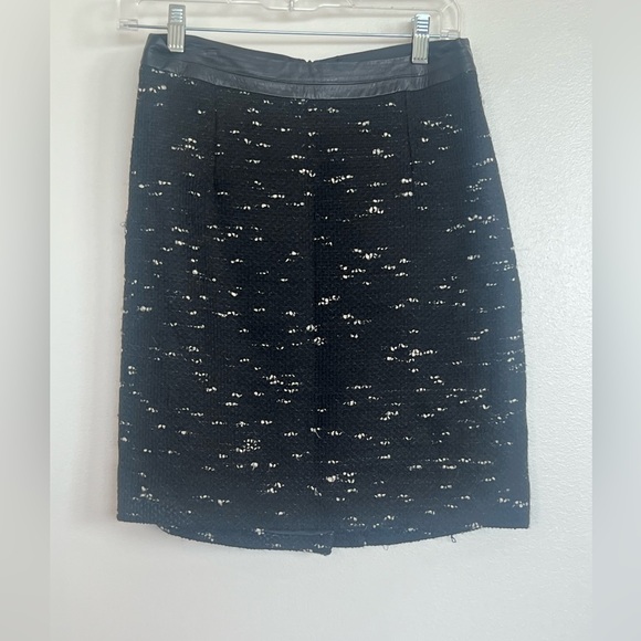 MILLY SET - Tweed Black Leather trim peplum top and skirt set - Picture 7 of 14